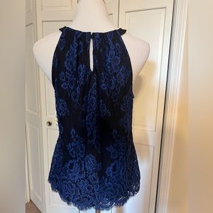 Royal blue lace /black top